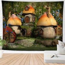 forest mushroom house tapestry wall carpet psychedelic  wandtapijt bohemian wall hanging blanket 2024 - buy cheap