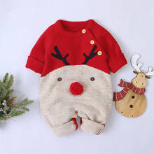 Christmas Baby Rompers Long Sleeve Newborn Boys Girls Knit Jumpsuits Cartoon Reindeer Infant Overalls New Year Toddler Clothes 2024 - buy cheap