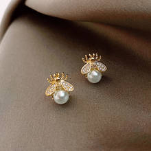 2020 Korean New Exquisite Honey Bee Pearl Earrings Fashion Temperament Versatile Small Earrings Elegant Ladies Jewelry 2024 - buy cheap