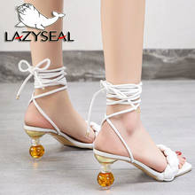 LazySeal 2021 Summer Weave Sandals Women Fashion Leather Female Slides Outside Transparent Gourd Heel Mules Shoes Woman 2024 - buy cheap