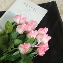 Искусственные цветы 8 шт./лот, настоящие на ощупь розы, искусственный Шелковый букет, свадебное украшение для дома, подарок на день рождения 2024 - купить недорого