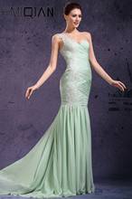 Mermaid Evening Dresses 2020 One Shoulder Appliques Lace Dubai Saudi Arabic Evening Gown 2024 - buy cheap