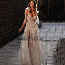 Eightree Champagne Sexy Wedding Dresses 2021 Glitter Sparky Wedding Gowns A Line Beach Bride Dress Floor Length 2024 - buy cheap