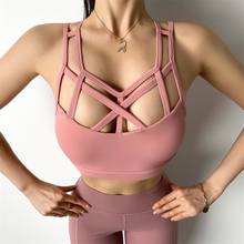 Novo tecer cruz sutiã esportivo feminino sexy bela voltar yoga topo 6 cores correndo sutiã ginásio sexy à prova de choque fitness exercício roupa interior 2024 - compre barato