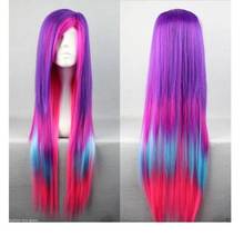 Hot heat resistant Party hair>>>80cm Long Color Mixed Straight Anime Cosplay wig 2024 - buy cheap