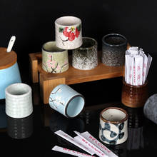 Suporte de palito de cerâmica estilo japonês, recipiente para palito de dente, canudo de trigo, caixa de armazenamento de mesa para casa, dispensador de palito, jarra de palito 2024 - compre barato