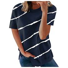 2021 Fashion Women Blouses Casual Striped Printing Shirts Short Sleeves Summer Vintage Women'S Tunic Tops блузки женские новинки 2024 - buy cheap