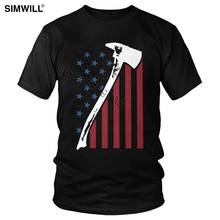 Camiseta bombeiro bandeira dos eua masculina, camiseta de algodão fino símbolo da linha vermelha, manga curta, camiseta vintage, camiseta fashion tops slim fit 2024 - compre barato