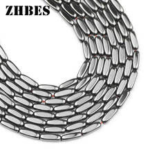 ZHBES-Cuenta de hematita negra Rectangular de piedra Natural, 8x2mm, espaciadores en forma de cuboide, cuentas sueltas para pulseras, fabricación de joyas DIY 2024 - compra barato