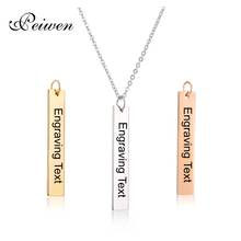 Personalized Blank Bar Pendant Necklace Gold Silver Color Stainless Steel Custom Name Plate Necklace Engrave Letters Jewelry 2024 - buy cheap