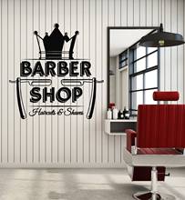 Personalized Crown Sticker Barbershop Vinyl Wall Sticker Hair Salon Barbershop Window Signboard Decorative Wall Decal LF4 2024 - buy cheap