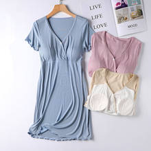 Fdfklak M-XXL Lady Pregnancy Pajamas Women Maternity Short Sleeve Solid Color Nursing Nightdress Breastfeeding Dress 2024 - buy cheap