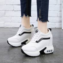 10CM Wedge Woman Sneakers Platform 2021 Spring Autumn Pu Leather New Female Casual Shoes Wedge Breathable Sneakres Ladies 2024 - buy cheap