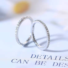 Anéis de dedo redondo para mulheres, delicado microscópio fino, compromisso feminino, anel de prata, joia de zircão r638 2024 - compre barato