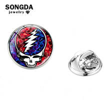 SONGDA Rock Musician Grateful Dead Metal Pins Creative Fun Cartoon Printed Glass Dome Brooch Men Shirts Lapel Pin Gift for Fans 2024 - buy cheap