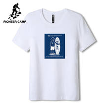 Мужская футболка с круглым вырезом Pioneer Camp, Повседневная футболка из 100% хлопка с коротким рукавом и принтом для серфинга, ADT906319 2024 - купить недорого