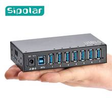 Sipolar-concentrador de carga USB 3,0 Industrial, 7 puertos, 12V, Cargador USB de aluminio con adaptador de corriente de 12V 3A, soporte de indicador LED 2024 - compra barato