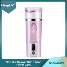 CkeyiN 3In1 Handy Facial Steamer Nano Mister Face Spray Bottle Mist Sprayer Skin Moisture Meter Power Bank Portable Rechargeable 2024 - buy cheap