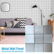 Painel de parede de mosaico de metal 3d autoadesivo, adesivo de vinil, para decoração da cozinha, banheiro, casa, banheiro, tv 2024 - compre barato