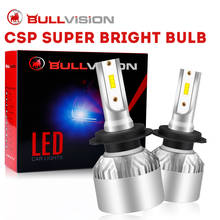Светодиодная лампа Bullvision h7, h4, светодиодная фара H11, H8, H9, 4300K, 6000K, 8000K, 9005 Hb3, 9006, Hb4, сверхминиатюрная лампа CSP для автомобильных фар 2024 - купить недорого