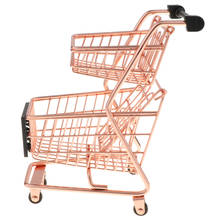 Mini carrito de compras doble de hierro forjado, simulación de supermercado, cesta de almacenamiento de juguetes para niños 2024 - compra barato