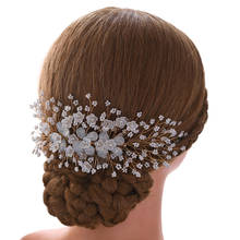 SLBRIDAL New Handmade Crystal Rhinestones Pearls Flower Wedding Hair Comb Bridal Headdress Hair Accessories Women Jewelry 2024 - buy cheap