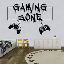Decalque de parede de jogo zona de jogos, controle de jogo e vídeo game, decalques de parede personalizados para quarto de crianças, decalque de parede de vinil wl911 2024 - compre barato