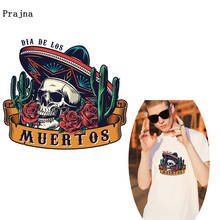 Prajna DIY MUERTOS DIA Rose Cactus Heat Thermal Transfer Stickers Punk Patches Iron On Transfers Applique On Clothes Accessories 2024 - buy cheap