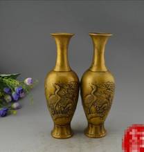 Estátua de Bronze de cobre feng shui ornamentos artesanato presentes de negócios Songhe vaso 2024 - compre barato