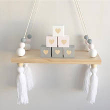 Hanging Ornaments Tassel Beads Bedroom Wall Pendant Wooden Board Storage Shelf Rack Photo Props Kid Room Home Decoration 2024 - buy cheap