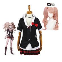 Anime Danganronpa Black Cosplay Costume Enoshima Junko Uniform Cafe Work Clothes Short Skirt Ponytail Wig Set 2024 - buy cheap