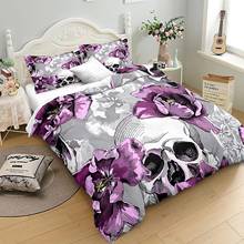 Sugar Skull Bedding Sets Gothic Horror Quilt Cover 2/3 Piece Flower Skull Duvet Cover Sets Single Double Queen King Size Bed Set 2024 - buy cheap