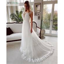 Ivory Tulle Lace V-Neck Sleeveless Bridal Gowns Floor-Length A-Line Wedding Dress Chapel Train Custom Made 2024 - buy cheap