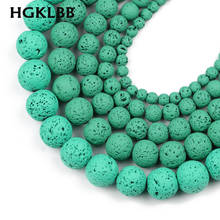 HGKLBB Green Rubber Natural Volcanic Lava Stone Round Spacer Loose beads for Jewelry making DIY Bracelets Ear Stud 4/6/8/10/12MM 2024 - buy cheap