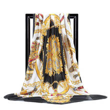 Pañuelo de seda con estampado de marca de lujo para mujer, bufanda de seda Real de 90CM, manta de invierno, poncho infinito, 2021 2024 - compra barato