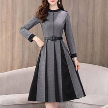 Women A-Line Dress Long Sleeve Ladies Office Wear Work Formal Elegant O-Neck Dresses Casual Slim Autumn Winter Vestidos XXL 2024 - buy cheap