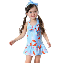 2021 Summer SWEET Toddler Baby Girls Swimwear One-piece Swimsuit Girl Red Blue Dot & Headband Wasbare Zwemluiers 2024 - buy cheap