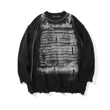 ERENEJIAN Men's Hi Street Painted Ripped Sweaters Fashion Printed Distressed Oversize Hip Hop Pullover Tops Streetwear Loose Fit 2024 - buy cheap