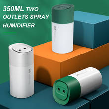 Umidificador usb com spray e luz noturna colorida, 2 entradas de 350ml, para casa, escritório, dormitório, acessórios para carro 2024 - compre barato