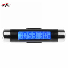 Car Auto 2in1 LCD Clip-on Digital Temperature Thermometer Clock Calendar Automotive Blue Backlight Clock Car Accessories 2024 - buy cheap