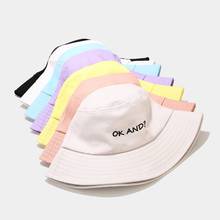 Bucket Hats Women Letter Embroidered Double-sided Fisherman Hat Korean Style Solid Climbing Outdoor Sunscreen Bucket Hat 2024 - buy cheap