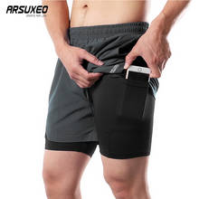 ARSUXEO-pantalones cortos para correr para hombre, de doble cubierta, para entrenamiento de gimnasia, de secado rápido, con múltiples bolsillos, 208 2024 - compra barato