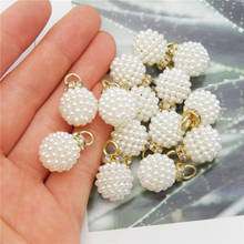 Julie Wang 10pcs White Artificial Pear Beads Acrylic Bead With Rhinestone Jewelry Making For Bracelet Earrings Accessory 14mm 2024 - buy cheap