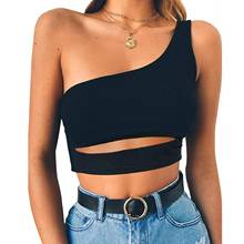 Summer Clothes For Ladies Sexy Crop Tops Women One Shouler Straps Sleeveless Tank Top Solid Female Slim Camis Tank Black,White 2024 - buy cheap