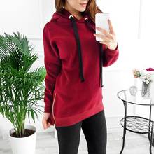 Sports Women Solid Color Hoodies Long Sleeve Side Zipper Hooded Sweatshirt Top Streetwear Fashion Casual Pullover Autumn 2024 - купить недорого