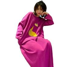 Демисезонный материл: х/б. женская ночная одежда с длинными рукавами милые домашняя Пижама домашняя одежда для сна Ночная одежда для женщин вечернее платье 2024 - купить недорого