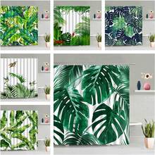 Cortinas de ducha de planta verde Tropical para baño, tela de jungla de verano, ganchos impermeables, cortina colgante, decoración de pantalla de baño 2024 - compra barato