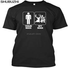 Shubuzhi-Camiseta con estampado de "Your Man My Deer Hunting" para hombre, camiseta informal de moda, sbz6166 2024 - compra barato