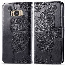 Cute Butterfly Case for Samsung Galaxy S8 (5.8in) Cover Flip Leather Wallet Book Black GalaxyS8 SM-G950F G950 SCV36 SC-02J SC02J 2024 - buy cheap