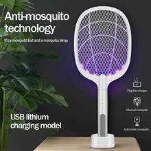 Behogar Electric Fly Swatter USB Rechargeable Handheld Mosquitoes Insects Racket Killer Racquet Zapper with LED Light for Office 2024 - buy cheap